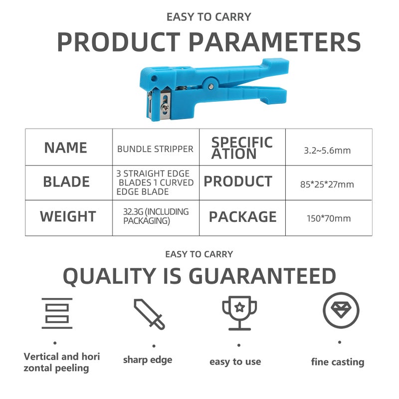 Cruiser 45-163 Fiber Optic & Coaxial Cable Stripper Tool (Blue, Alloy Steel) - Image 5